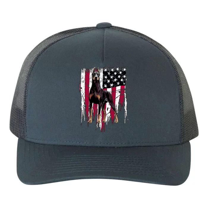 Dober Pinscher American Flag Usa Awesome Gift Yupoong Adult 5-Panel Trucker Hat