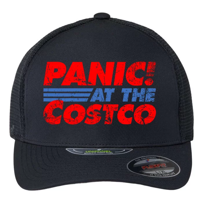 Distressed Panic At The Costco Funny Meme Flexfit Unipanel Trucker Cap