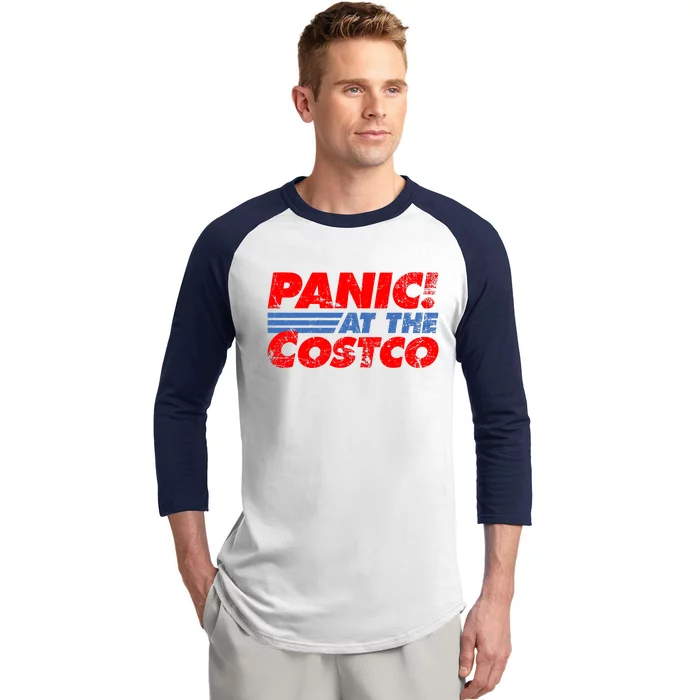 Distressed Panic At The Costco Funny Meme Baseball Sleeve Shirt