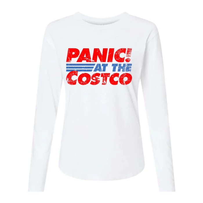 Distressed Panic At The Costco Funny Meme Womens Cotton Relaxed Long Sleeve T-Shirt