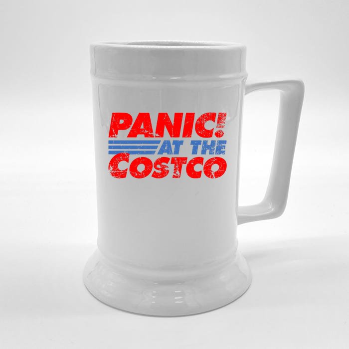 Distressed Panic At The Costco Funny Meme Front & Back Beer Stein