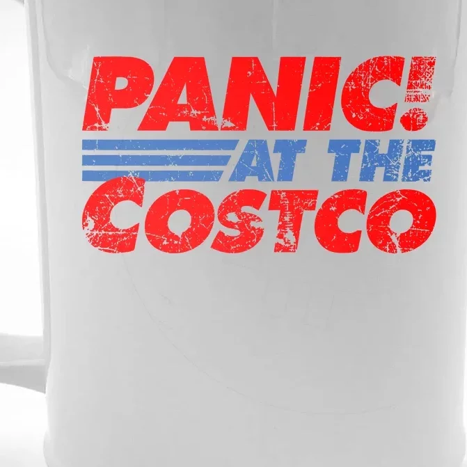 Distressed Panic At The Costco Funny Meme Front & Back Beer Stein