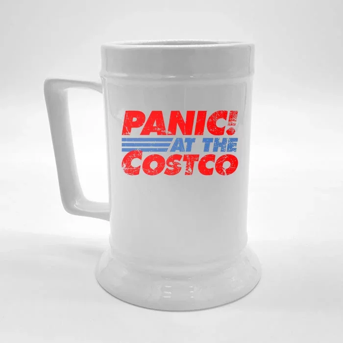 Distressed Panic At The Costco Funny Meme Front & Back Beer Stein