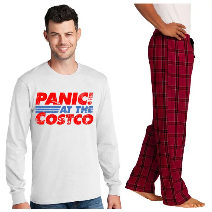 Distressed Panic At The Costco Funny Meme Long Sleeve Pajama Set