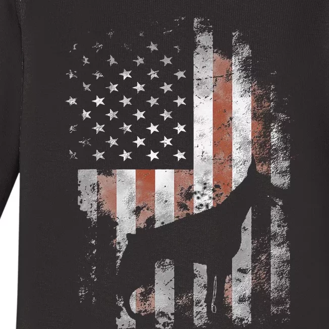 Doberman Pinscher American Flag Patriotic Gifts Baby Long Sleeve Bodysuit