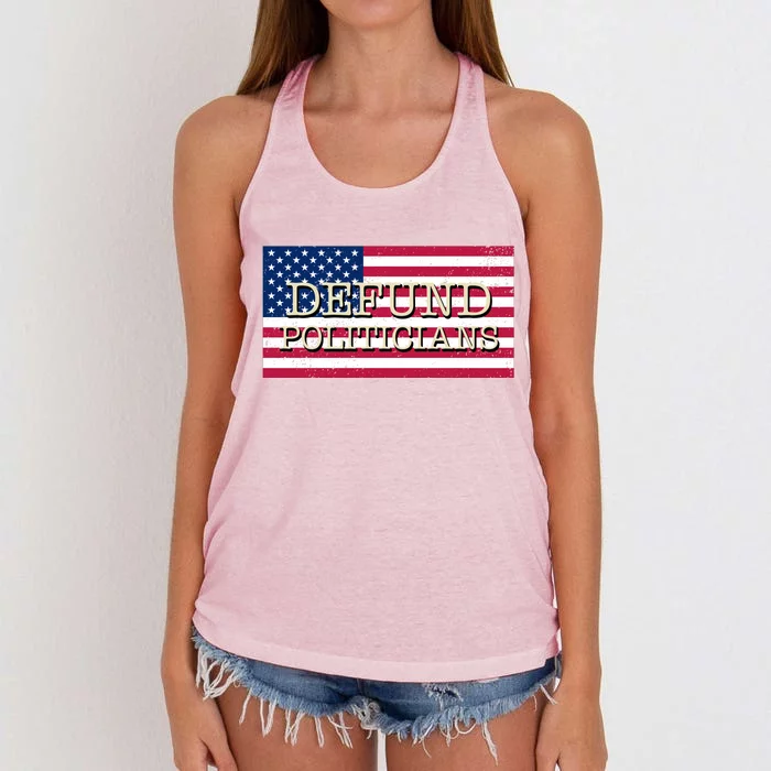 Defund Politicians American Flag Women's Knotted Racerback Tank