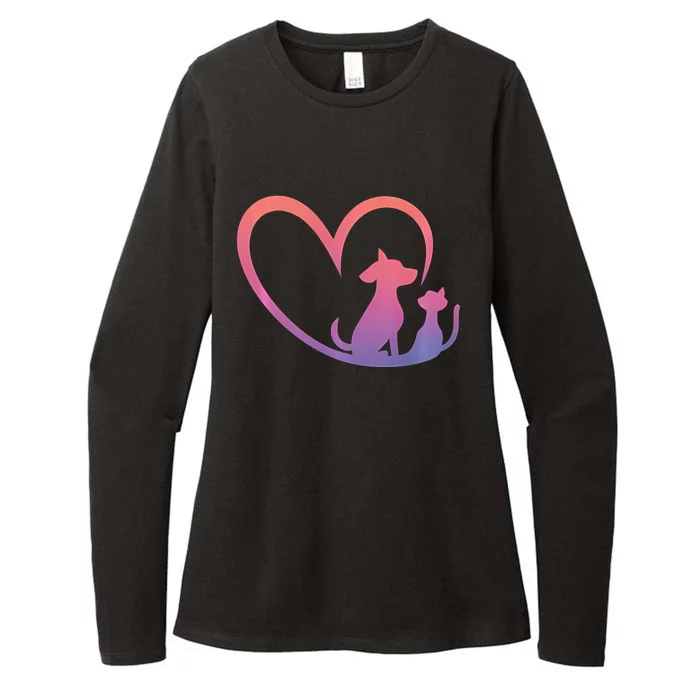 Dog Puppy And Baby Cat Heart Animal Dog & Cat Heart Womens CVC Long Sleeve Shirt