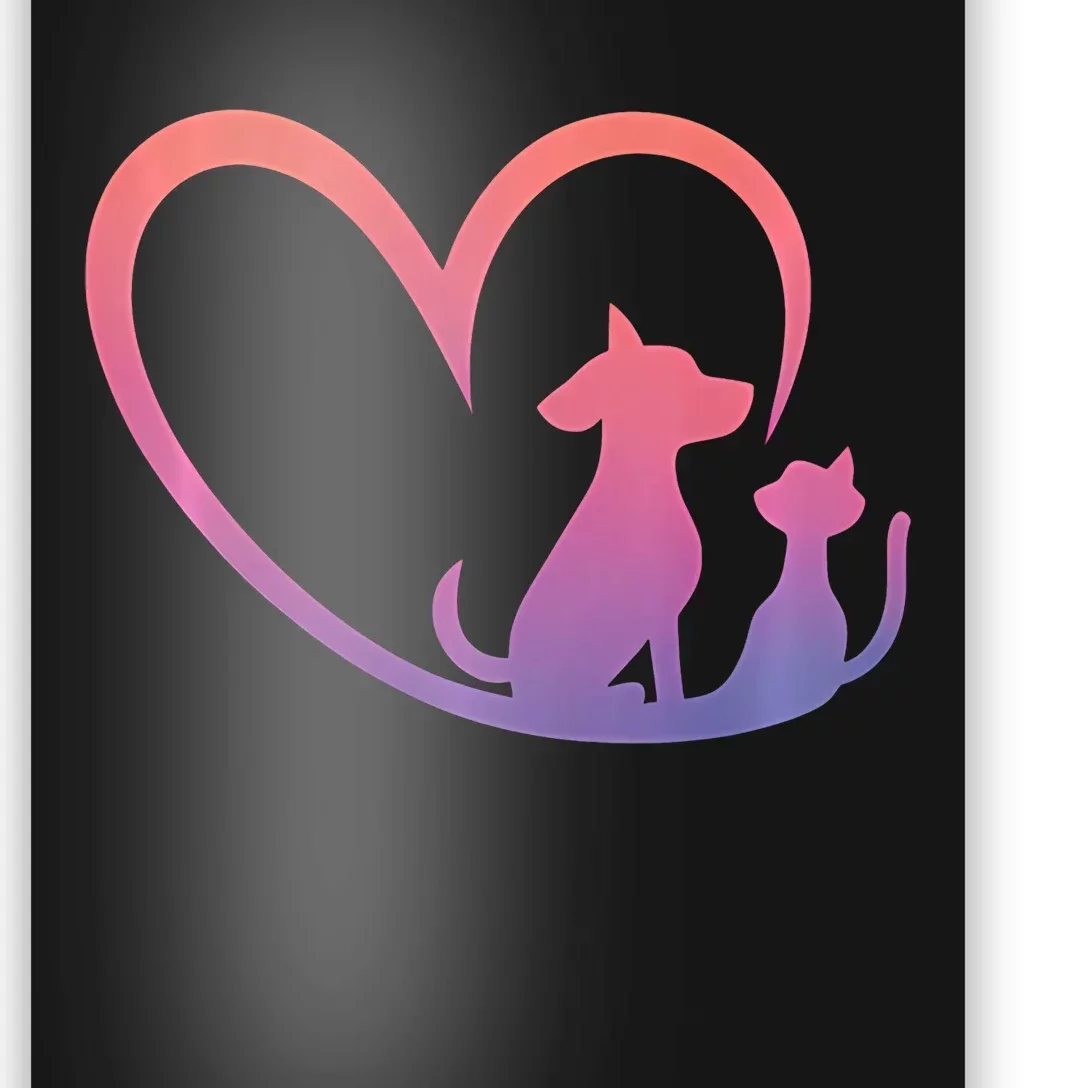 Dog Puppy And Baby Cat Heart Animal Dog & Cat Heart Poster