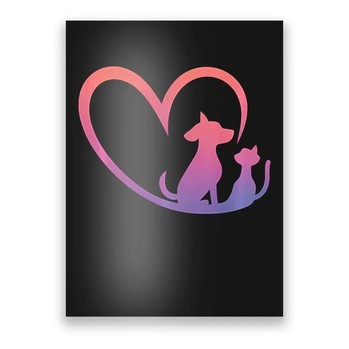 Dog Puppy And Baby Cat Heart Animal Dog & Cat Heart Poster