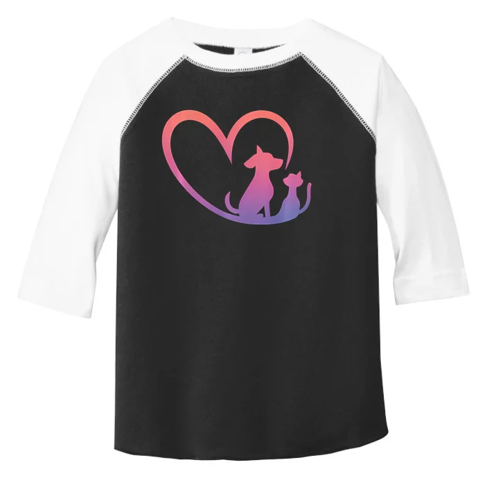 Dog Puppy And Baby Cat Heart Animal Dog & Cat Heart Toddler Fine Jersey T-Shirt