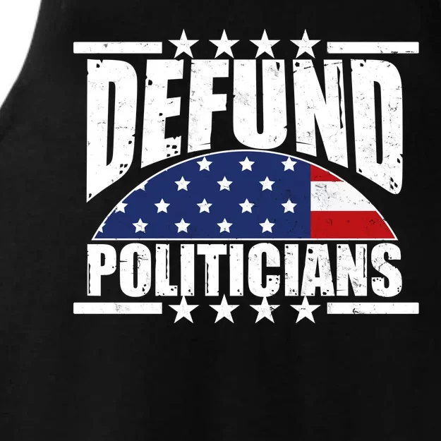 Defund Politicians American USA Flag Ladies Tri-Blend Wicking Tank