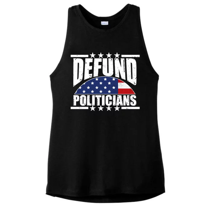 Defund Politicians American USA Flag Ladies Tri-Blend Wicking Tank