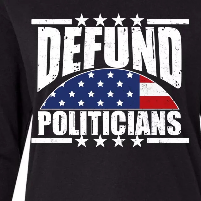 Defund Politicians American USA Flag Womens Cotton Relaxed Long Sleeve T-Shirt