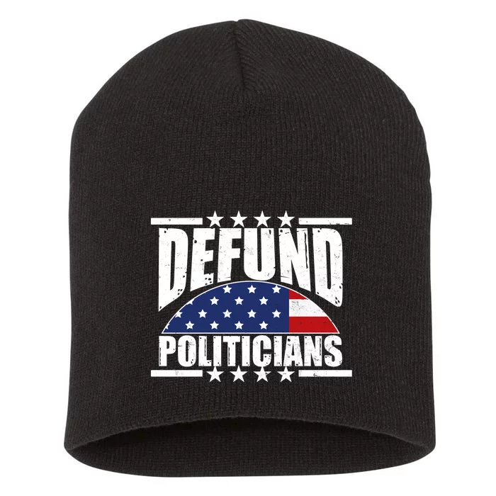 Defund Politicians American USA Flag Short Acrylic Beanie