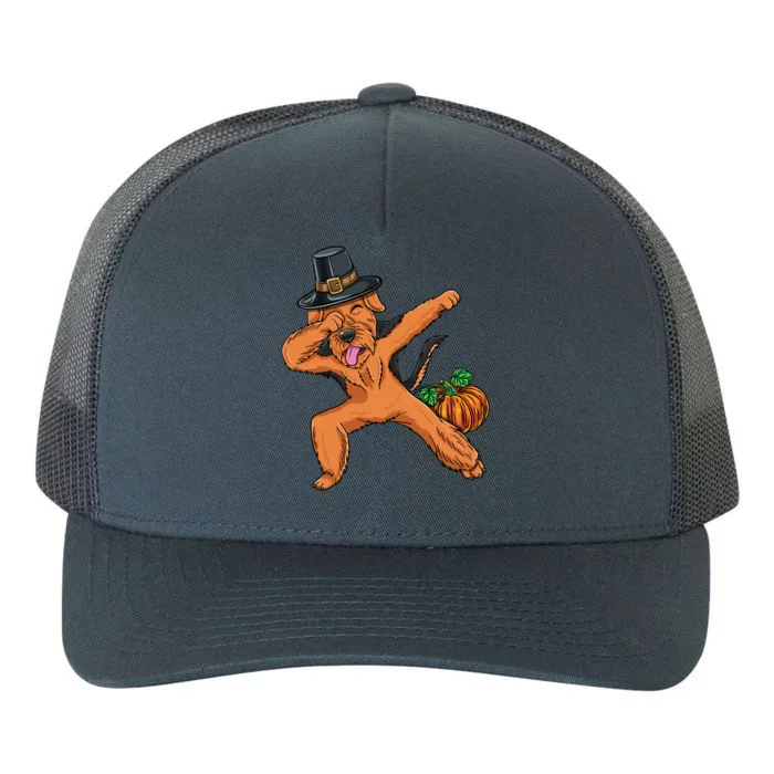 Dabbing Pilgrim Airedale Terrier Thanksgiving Meaningful Gift Yupoong Adult 5-Panel Trucker Hat