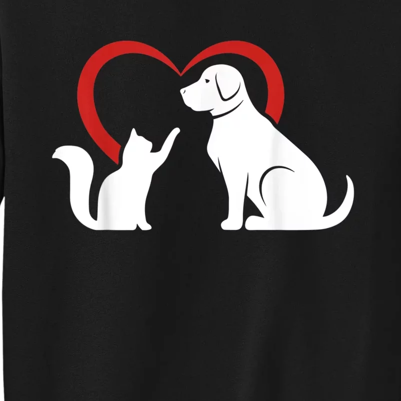 Dog Puppy And Baby Cat Heart Animal Dog & Cat Sweatshirt