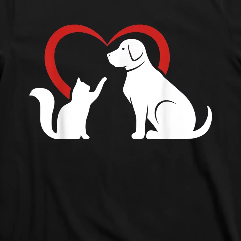 Dog Puppy And Baby Cat Heart Animal Dog & Cat T-Shirt