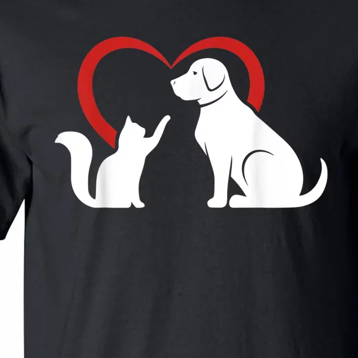 Dog Puppy And Baby Cat Heart Animal Dog & Cat Tall T-Shirt