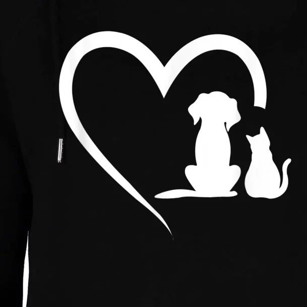 Dog Puppy And Baby Cat Heart Animal Dog & Cat Womens Funnel Neck Pullover Hood