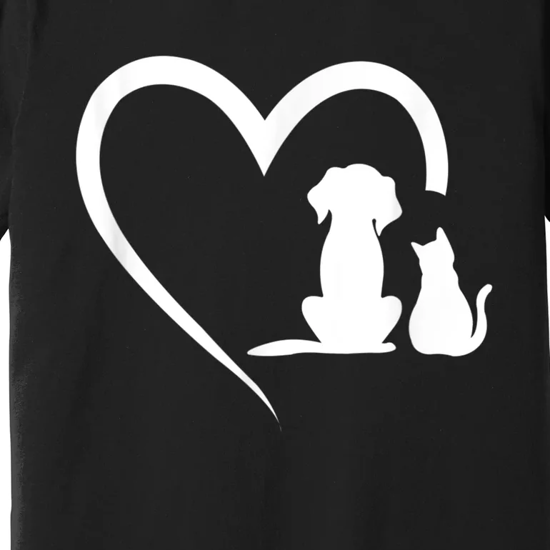 Dog Puppy And Baby Cat Heart Animal Dog & Cat Premium T-Shirt