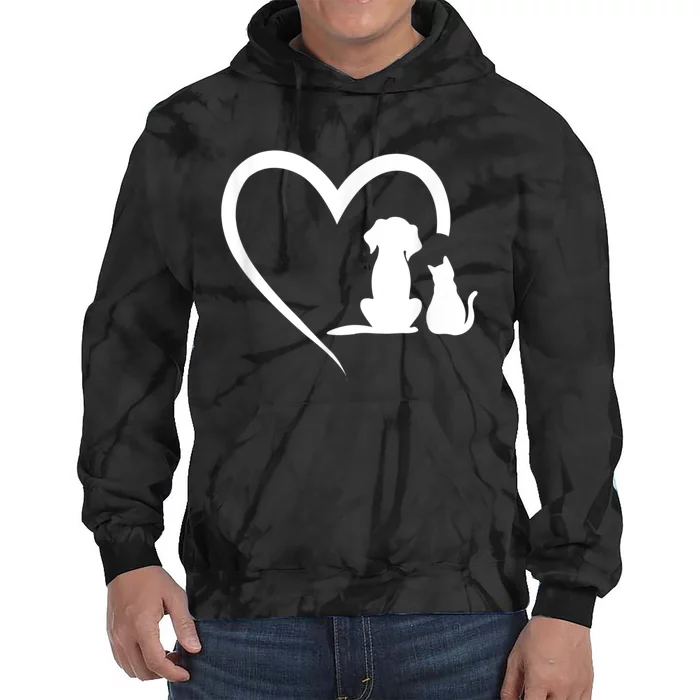 Dog Puppy And Baby Cat Heart Animal Dog & Cat Tie Dye Hoodie