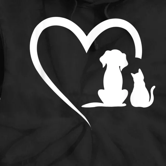 Dog Puppy And Baby Cat Heart Animal Dog & Cat Tie Dye Hoodie