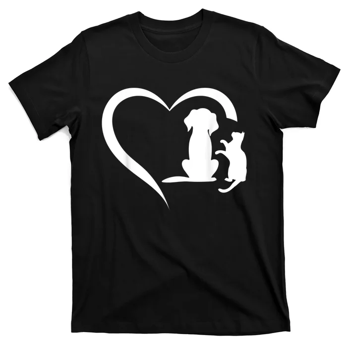 Dog Puppy And Baby Cat Heart Animal Dog & Cat Heart T-Shirt