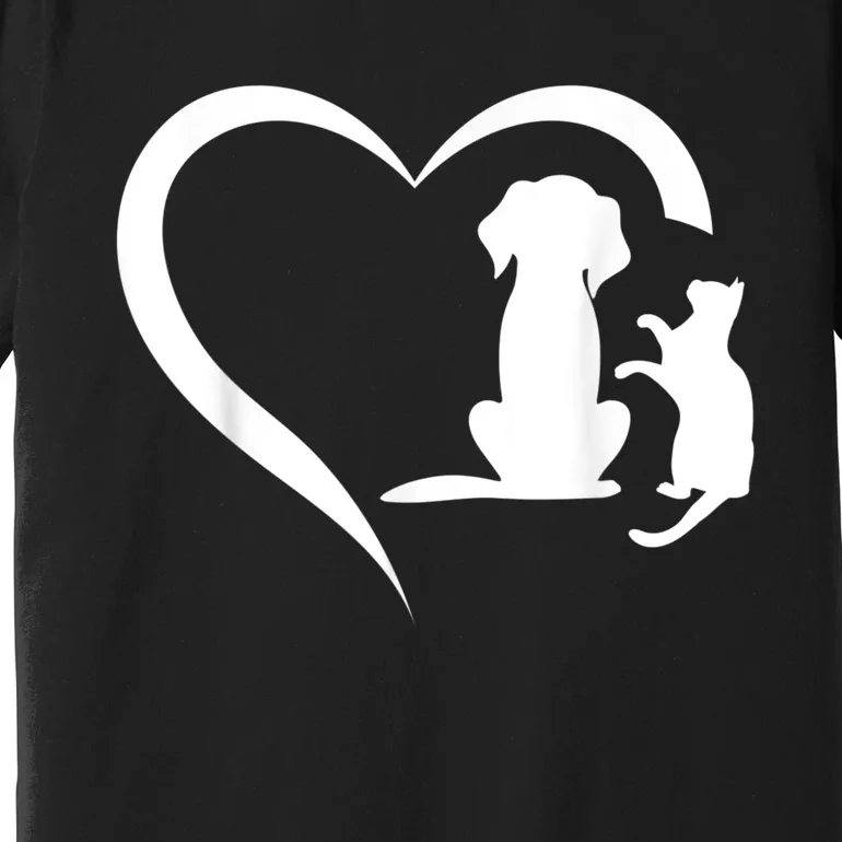 Dog Puppy And Baby Cat Heart Animal Dog & Cat Heart Premium T-Shirt