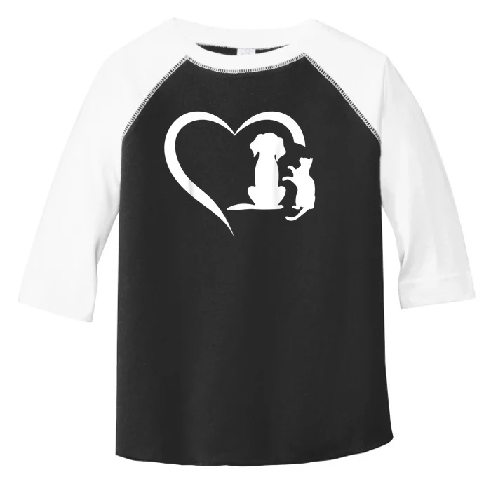 Dog Puppy And Baby Cat Heart Animal Dog & Cat Heart Toddler Fine Jersey T-Shirt