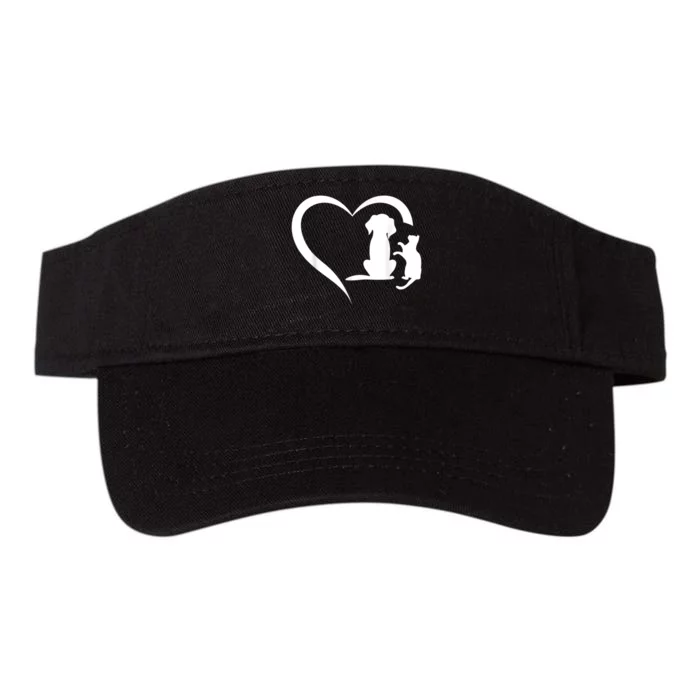 Dog Puppy And Baby Cat Heart Animal Dog & Cat Heart Valucap Bio-Washed Visor