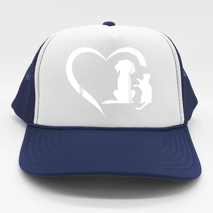 Dog Puppy And Baby Cat Heart Animal Dog & Cat Heart Trucker Hat