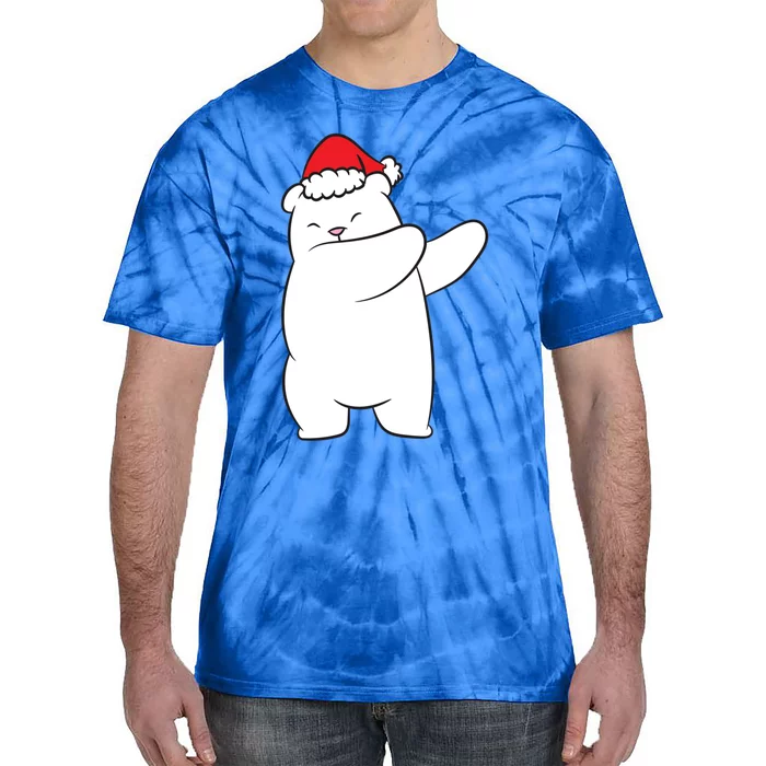 Dabbing Polar Bear Santa Hat Christmas Hat Polar Bear Gift Tie-Dye T-Shirt