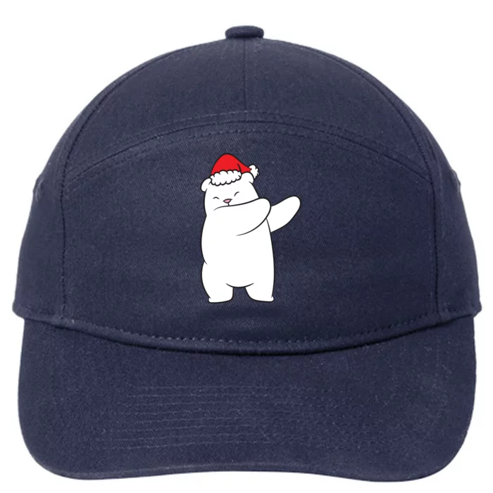 Dabbing Polar Bear Santa Hat Christmas Hat Polar Bear Gift 7-Panel Snapback Hat