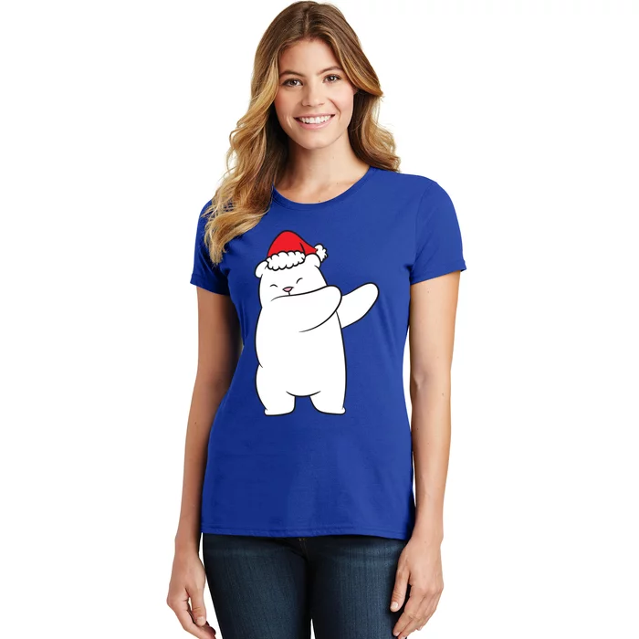 Dabbing Polar Bear Santa Hat Christmas Hat Polar Bear Funny Gift Women's T-Shirt