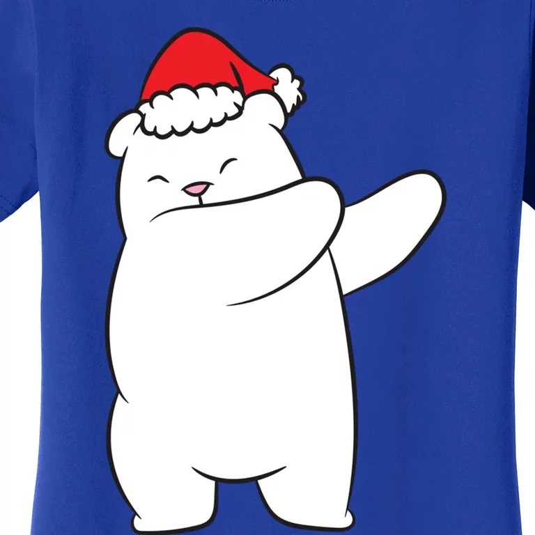 Dabbing Polar Bear Santa Hat Christmas Hat Polar Bear Funny Gift Women's T-Shirt