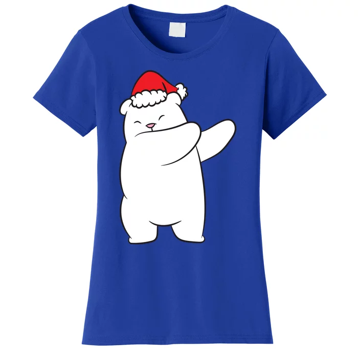 Dabbing Polar Bear Santa Hat Christmas Hat Polar Bear Funny Gift Women's T-Shirt