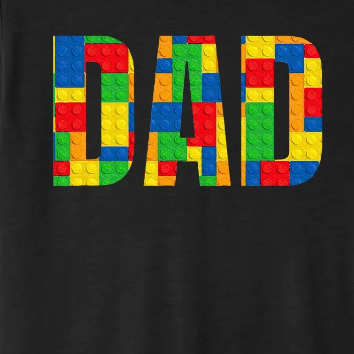 Dad Parent Brick Master Builder Building Blocks Set Family ChromaSoft Performance T-Shirt