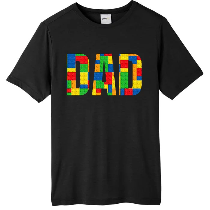 Dad Parent Brick Master Builder Building Blocks Set Family ChromaSoft Performance T-Shirt