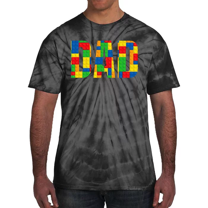 Dad Parent Brick Master Builder Building Blocks Set Family Tie-Dye T-Shirt