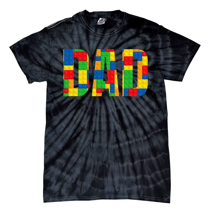 Dad Parent Brick Master Builder Building Blocks Set Family Tie-Dye T-Shirt