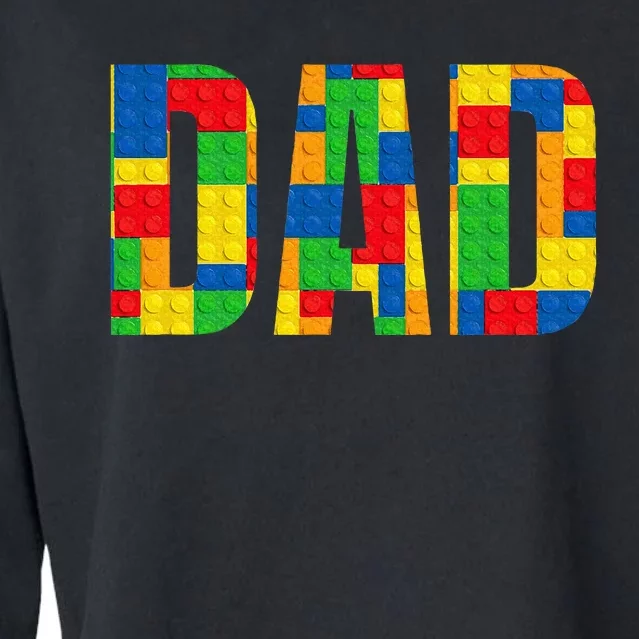 Dad Parent Brick Master Builder Building Blocks Set Family Cropped Pullover Crew