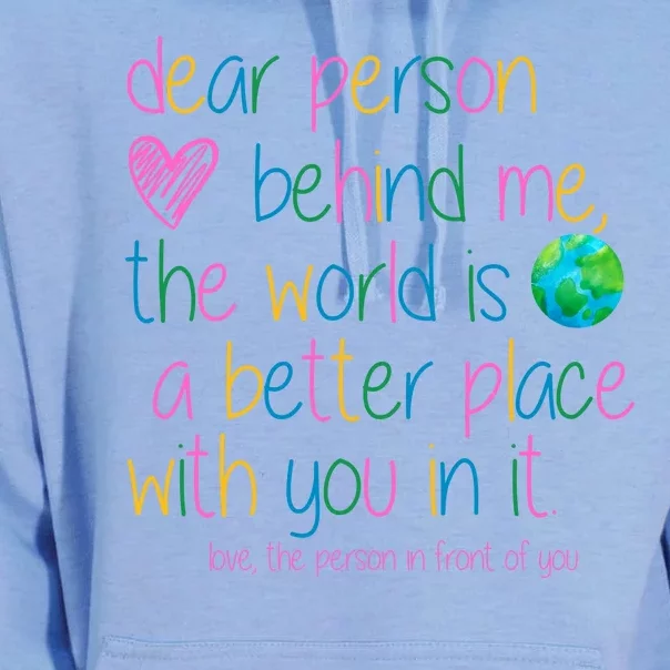 Dear Person Behind Me The World Is A Better Place With You Unisex Surf Hoodie