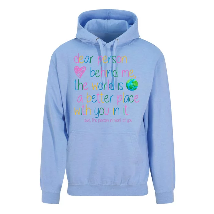 Dear Person Behind Me The World Is A Better Place With You Unisex Surf Hoodie