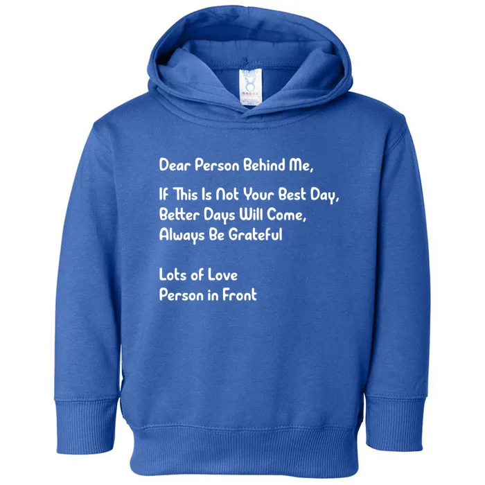 Dear Person Behind Me Better Days Will Come Remain Grateful Meaningful Gift Toddler Hoodie