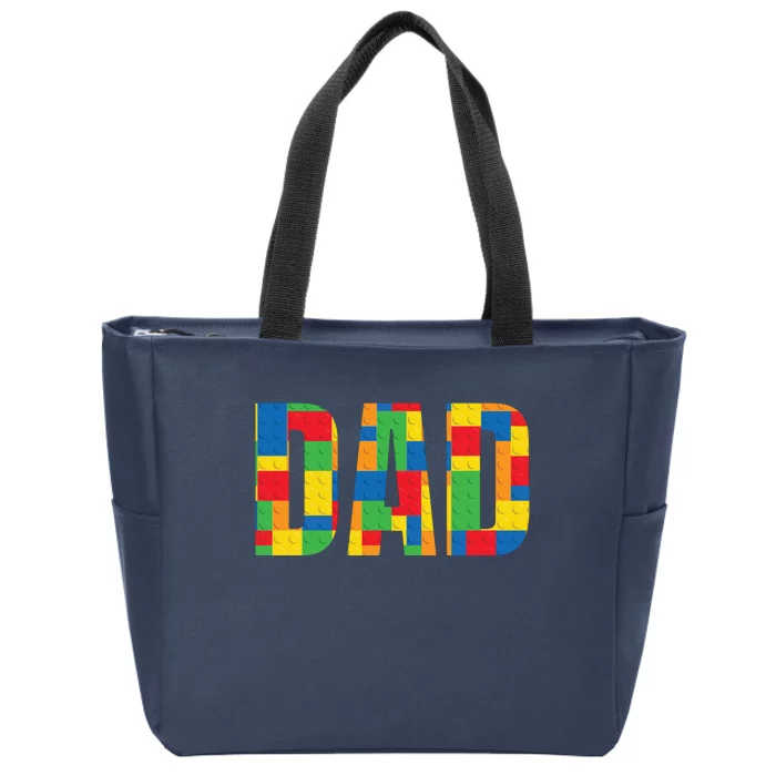 Dad Parent Brick Master Builder Building Blocks Set Family Zip Tote Bag