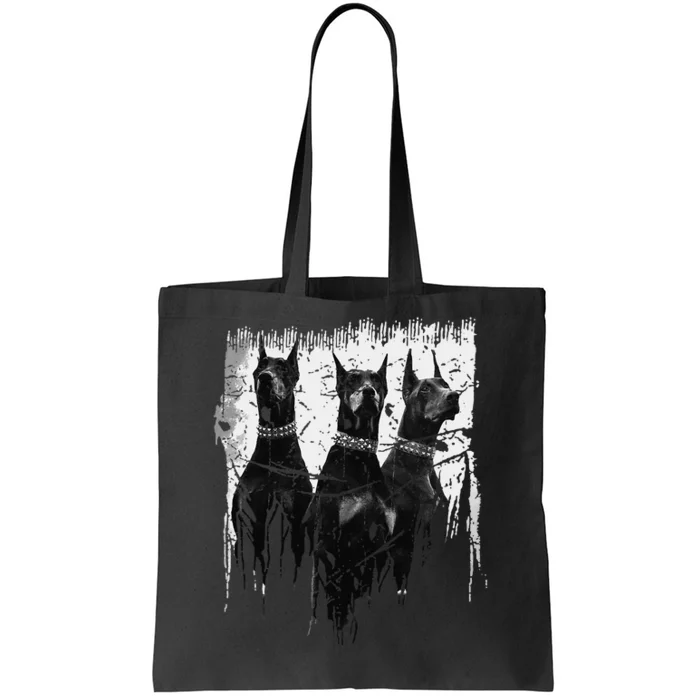 Doberman Pinscher Black and White Dog Lovers Tote Bag