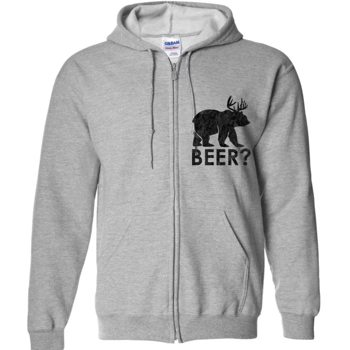 Deer Plus Bear Equals Beer Funny Vintage Gift Full Zip Hoodie