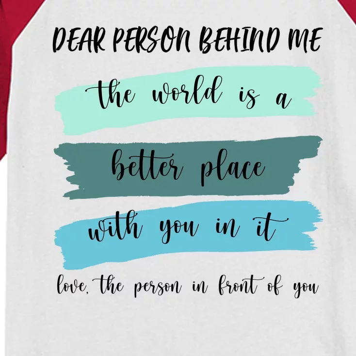 Dear Person Behind Me Mental Health Awareness Kids Colorblock Raglan Jersey