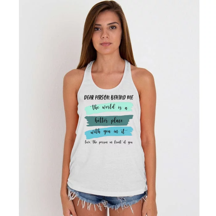 Dear Person Behind Me Mental Health Awareness Women's Knotted Racerback Tank