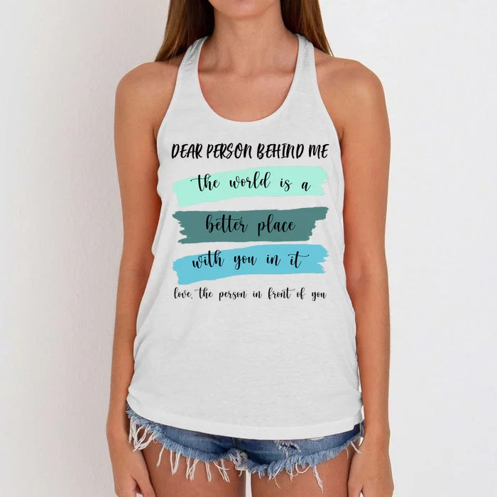 Dear Person Behind Me Mental Health Awareness Women's Knotted Racerback Tank